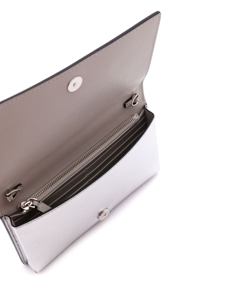 Silver-tone Vlogo Signature Leather Top-handle Bag