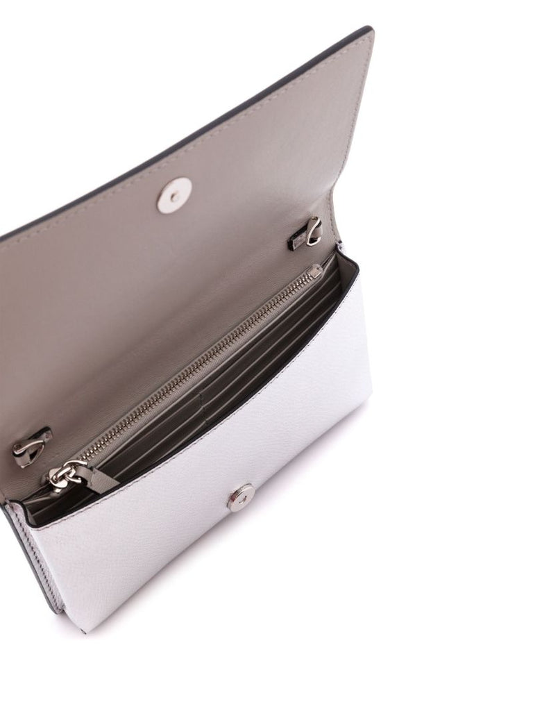 Silver-tone Vlogo Signature Leather Top-handle Bag