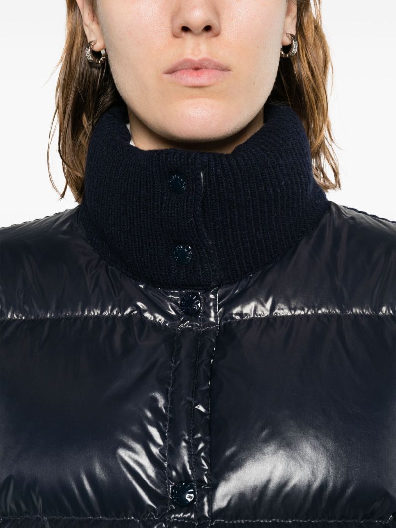 Blue Quilted-panel Nylon LaquÃ_x0083_Â© Cardigan