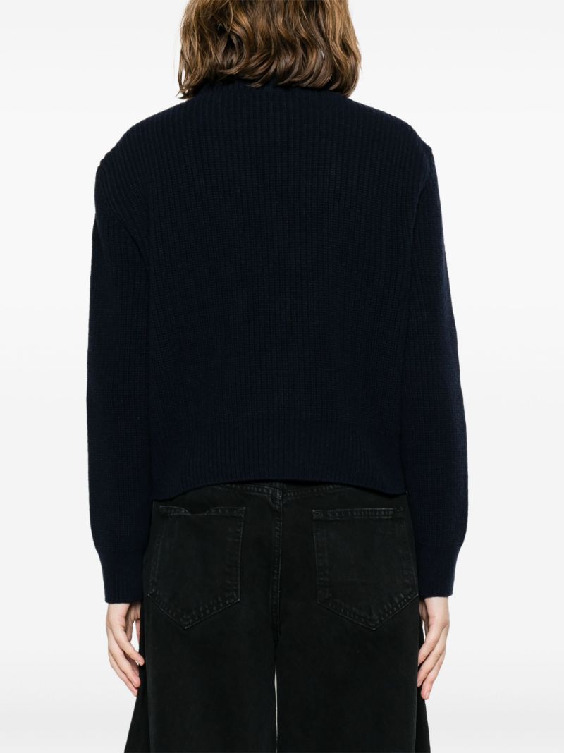 Blue Quilted-panel Nylon LaquÃ_x0083_Â© Cardigan