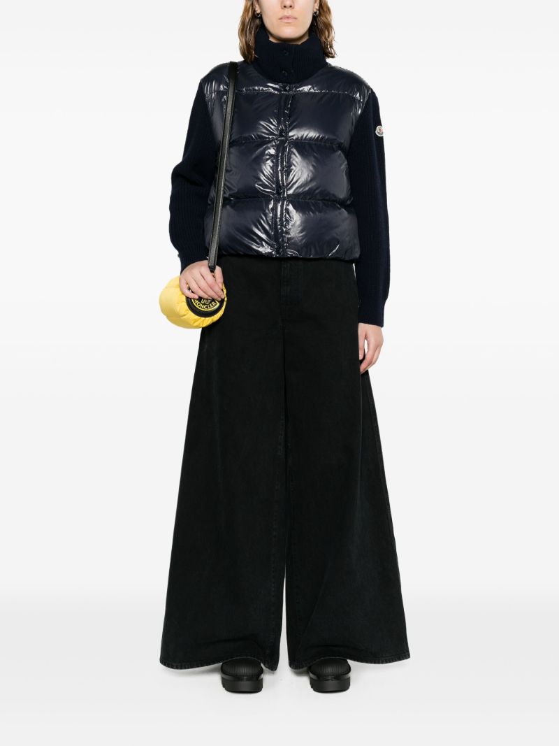 Blue Quilted-panel Nylon LaquÃ_x0083_Â© Cardigan