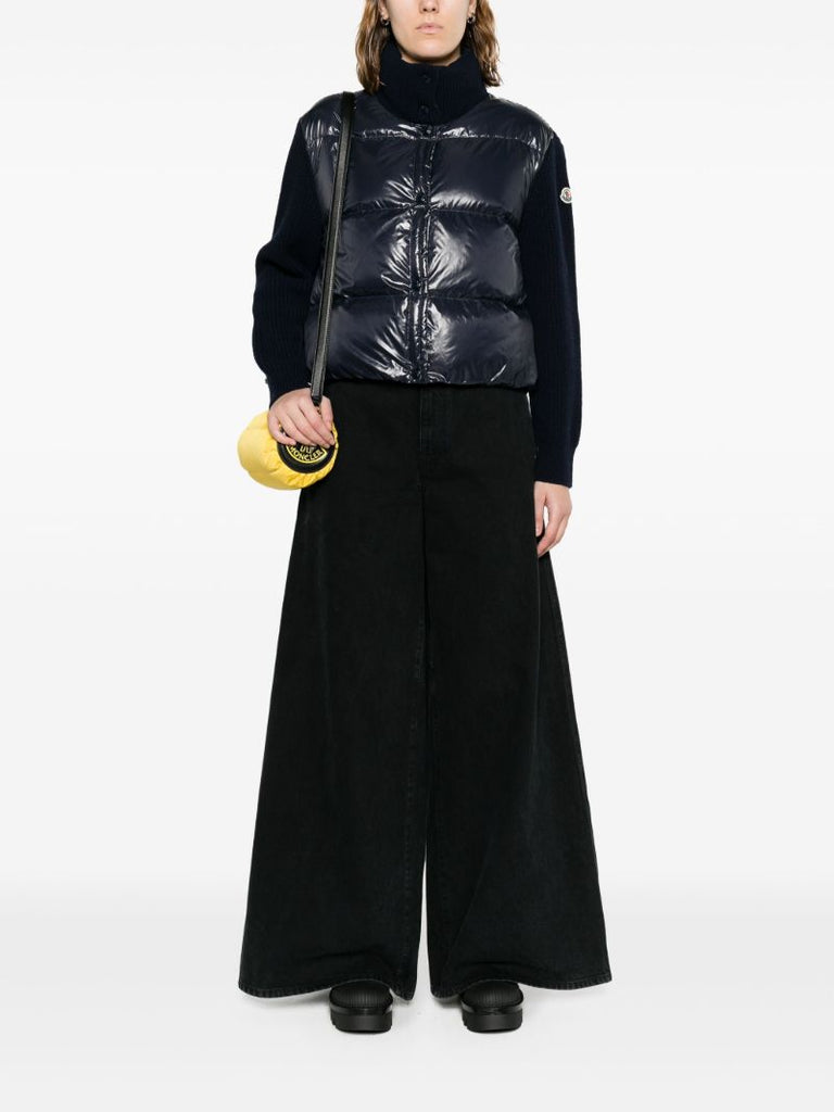 Blue Quilted-panel Nylon LaquÃ_x0083_Â© Cardigan