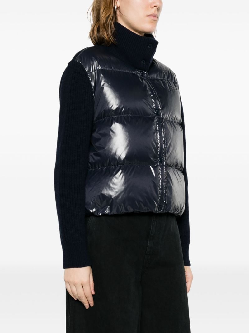 Blue Quilted-panel Nylon LaquÃ_x0083_Â© Cardigan