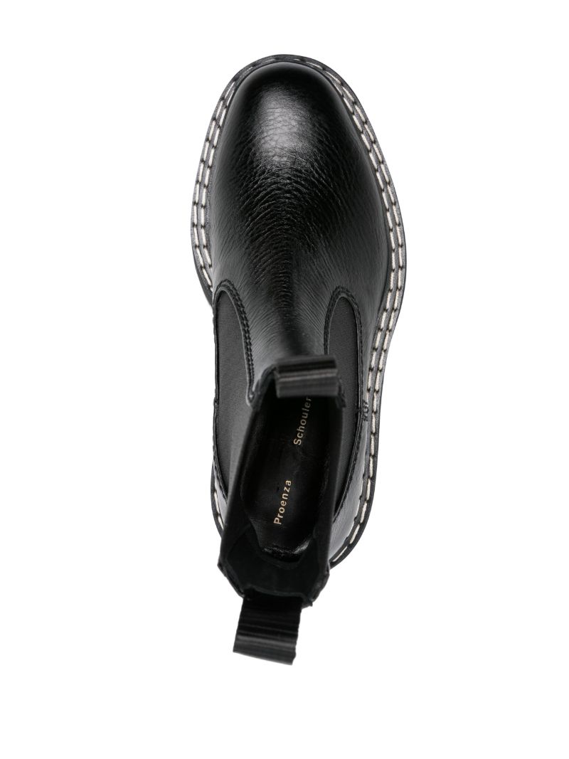 Black Lug Sole Leather Chelsea Boots