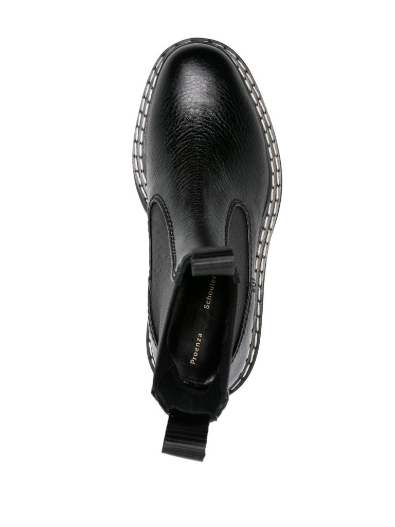 Black Lug Sole Leather Chelsea Boots