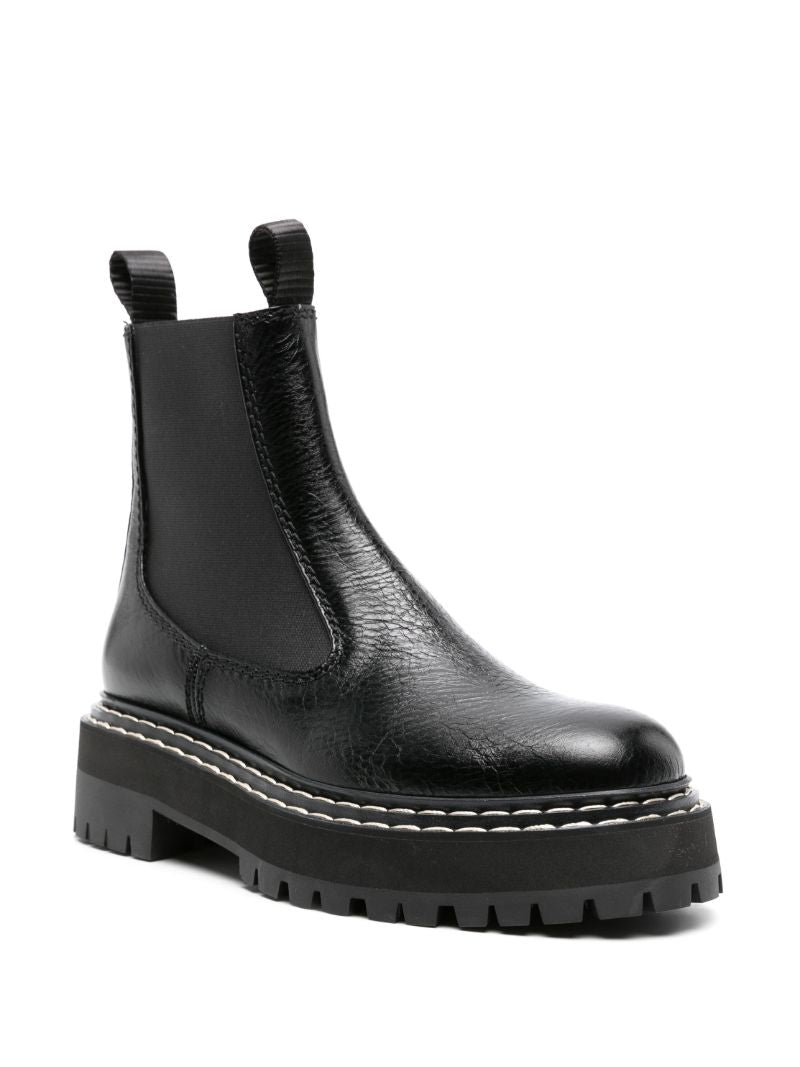 Black Lug Sole Leather Chelsea Boots
