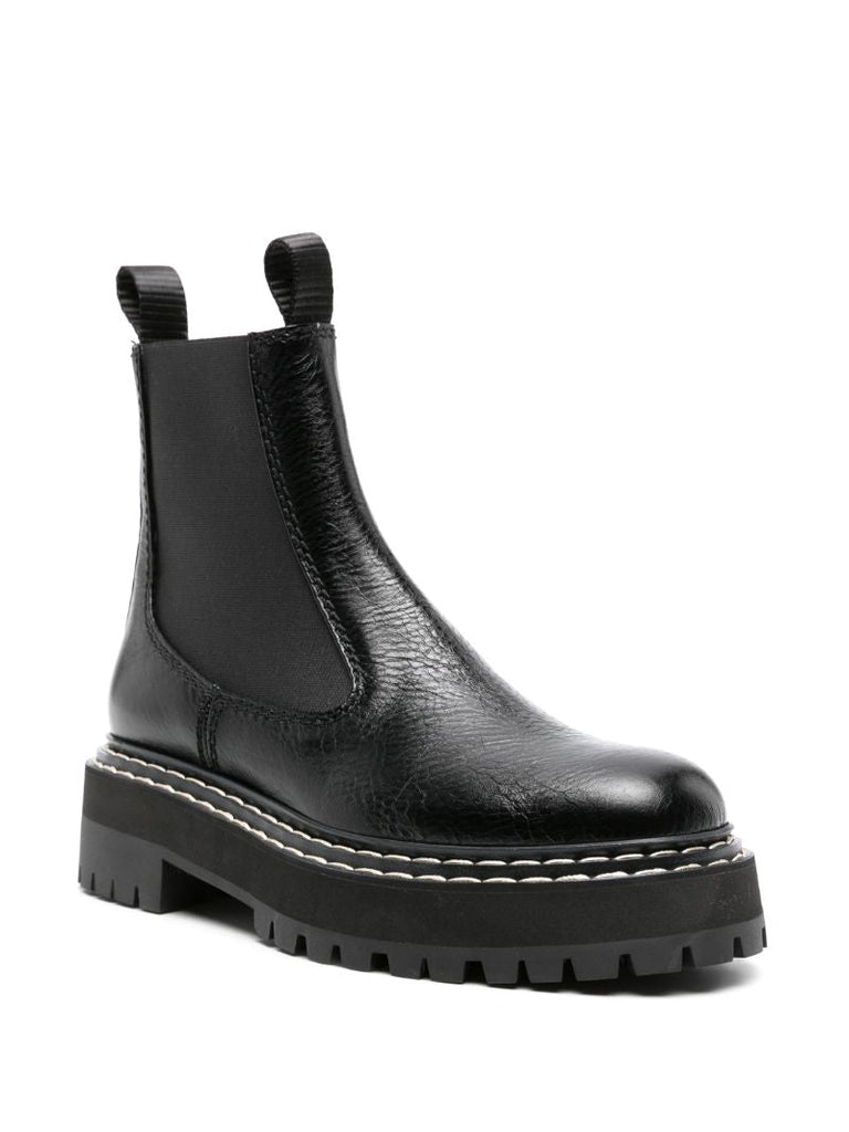 Black Lug Sole Leather Chelsea Boots
