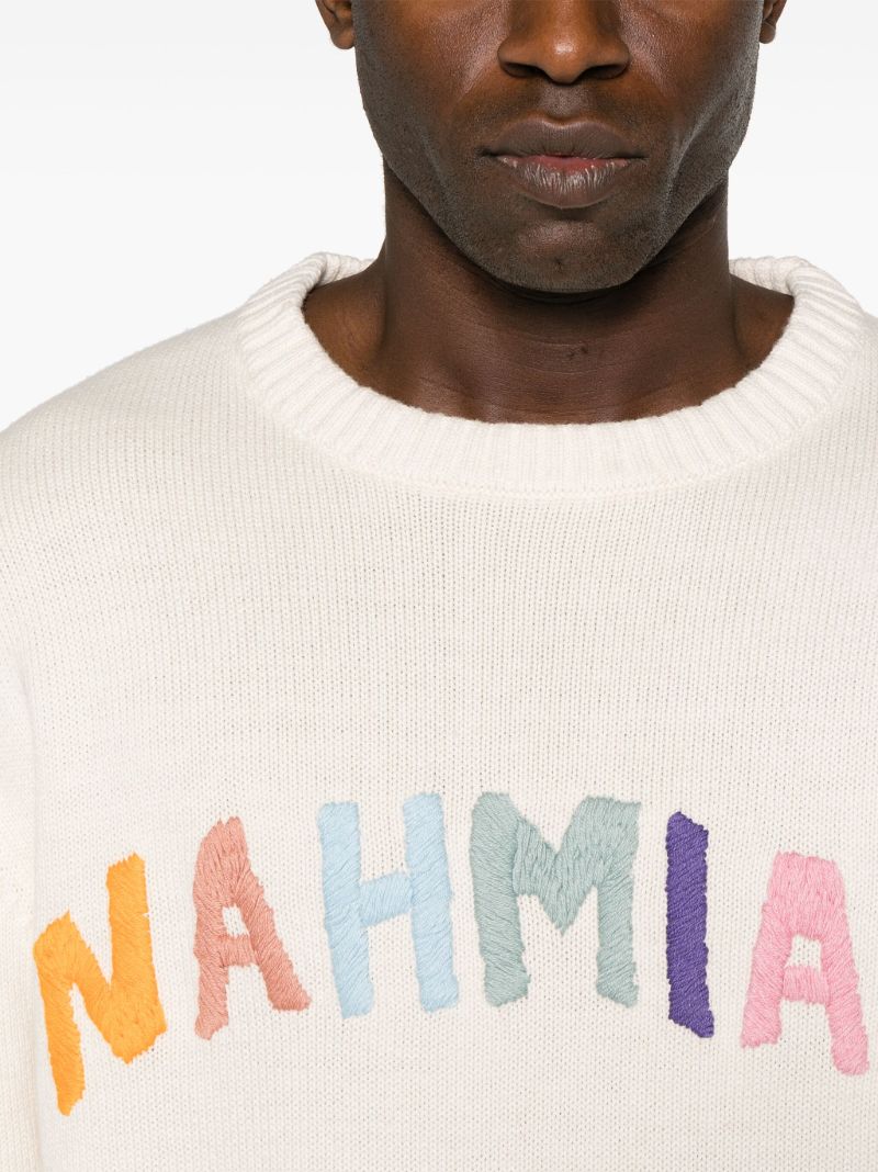 Neutral Rainbow Logo-intarsia Jumper