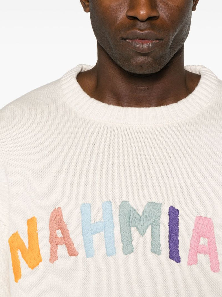Neutral Rainbow Logo-intarsia Jumper