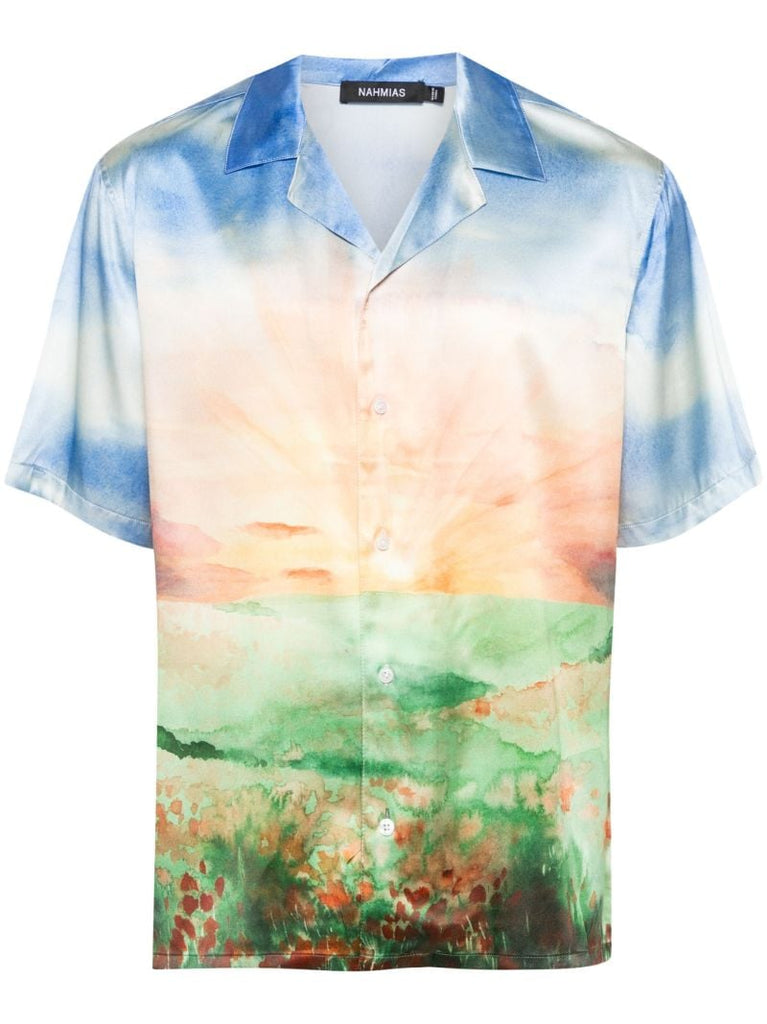Blue Summerland Sunset Silk Shirt