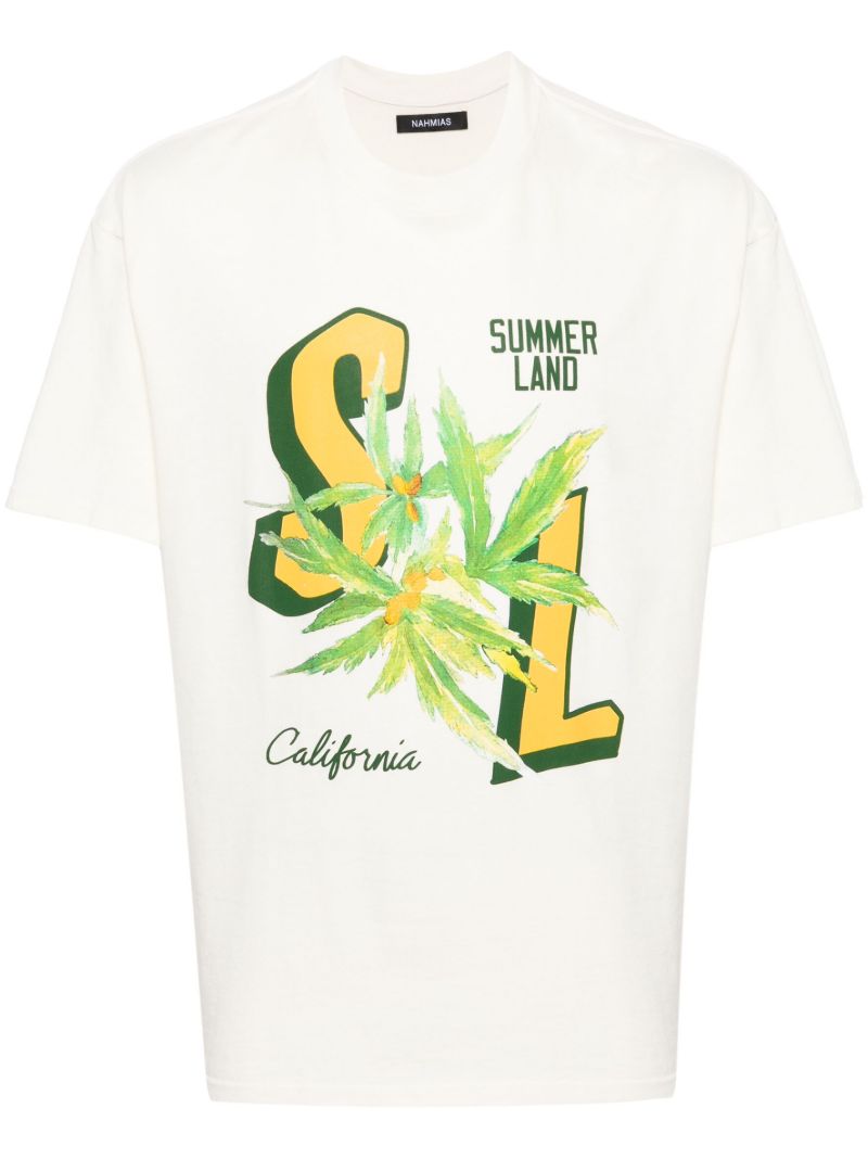 White Cotton Graphic-print T-shirt