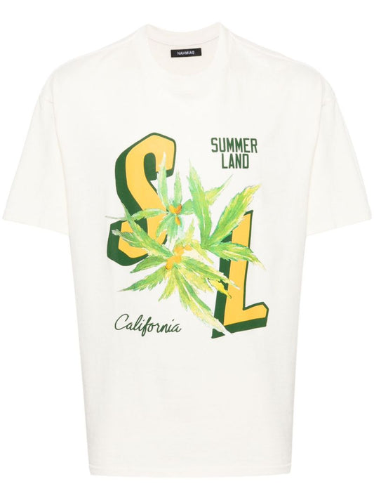 White Cotton Graphic-print T-shirt