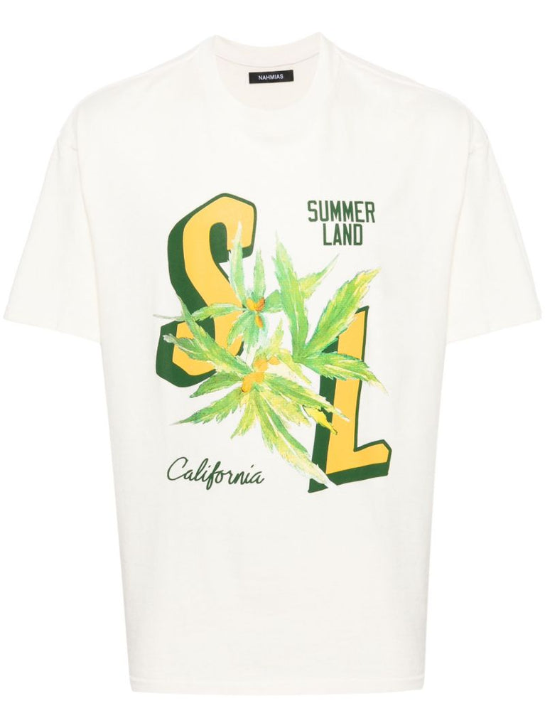 White Cotton Graphic-print T-shirt