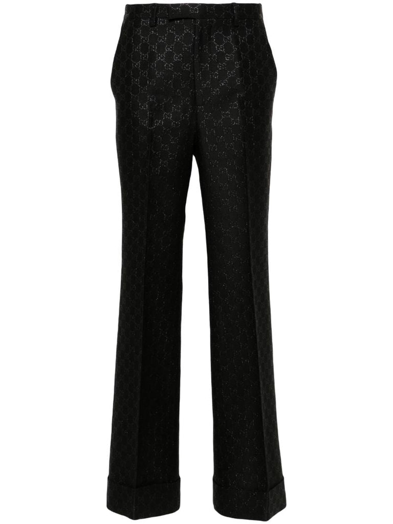 Black Gg LamÃ_x0083_Â© Wool Trousers