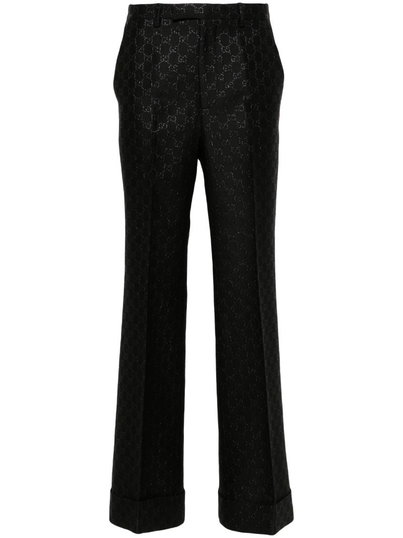 Black Gg LamÃ_x0083_Â© Wool Trousers