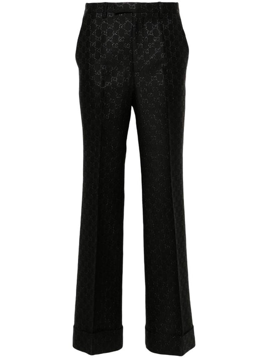 Black Gg LamÃ_x0083_Â© Wool Trousers