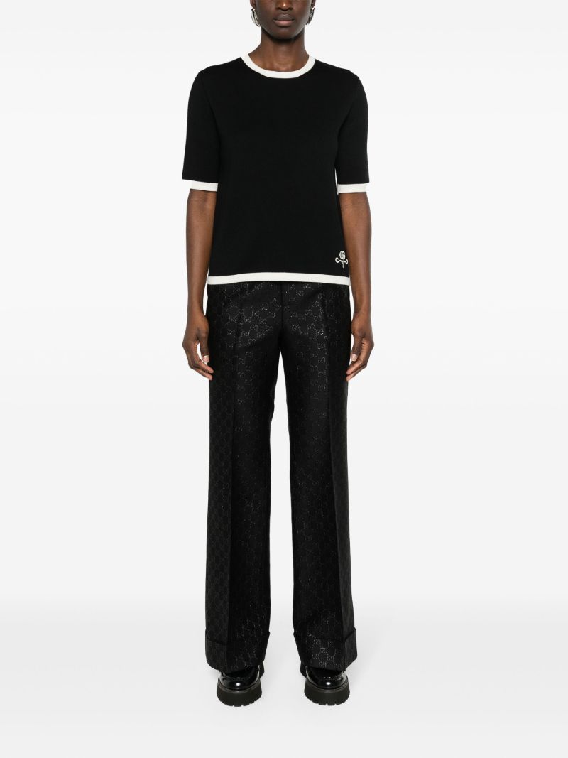 Black Gg LamÃ_x0083_Â© Wool Trousers