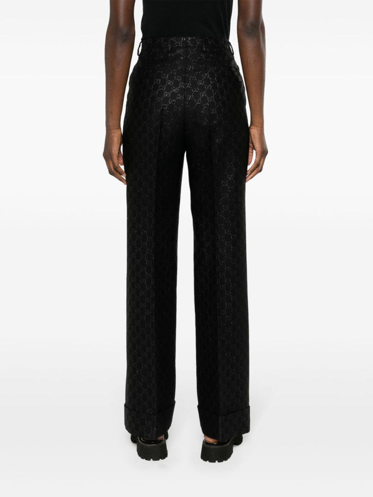 Black Gg LamÃ_x0083_Â© Wool Trousers