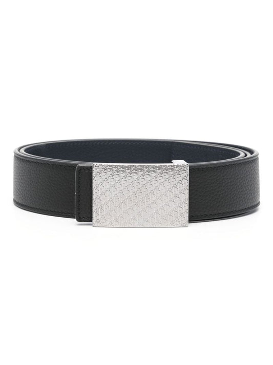 Blue Oblique-engraved Leather Belt