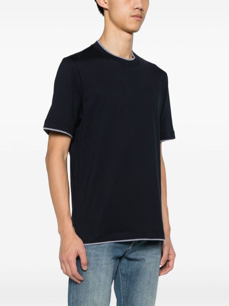 Blue Double-layer Cotton T-shirt