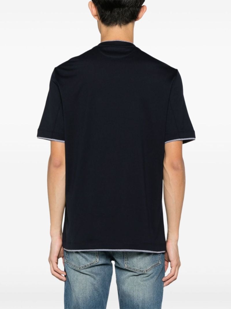 Blue Double-layer Cotton T-shirt