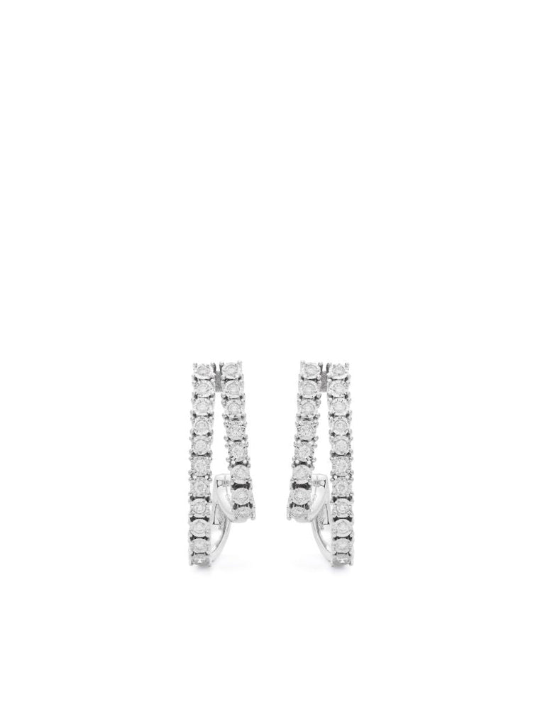 14k White Gold Diamond Ava Bea Single Hoop Earring