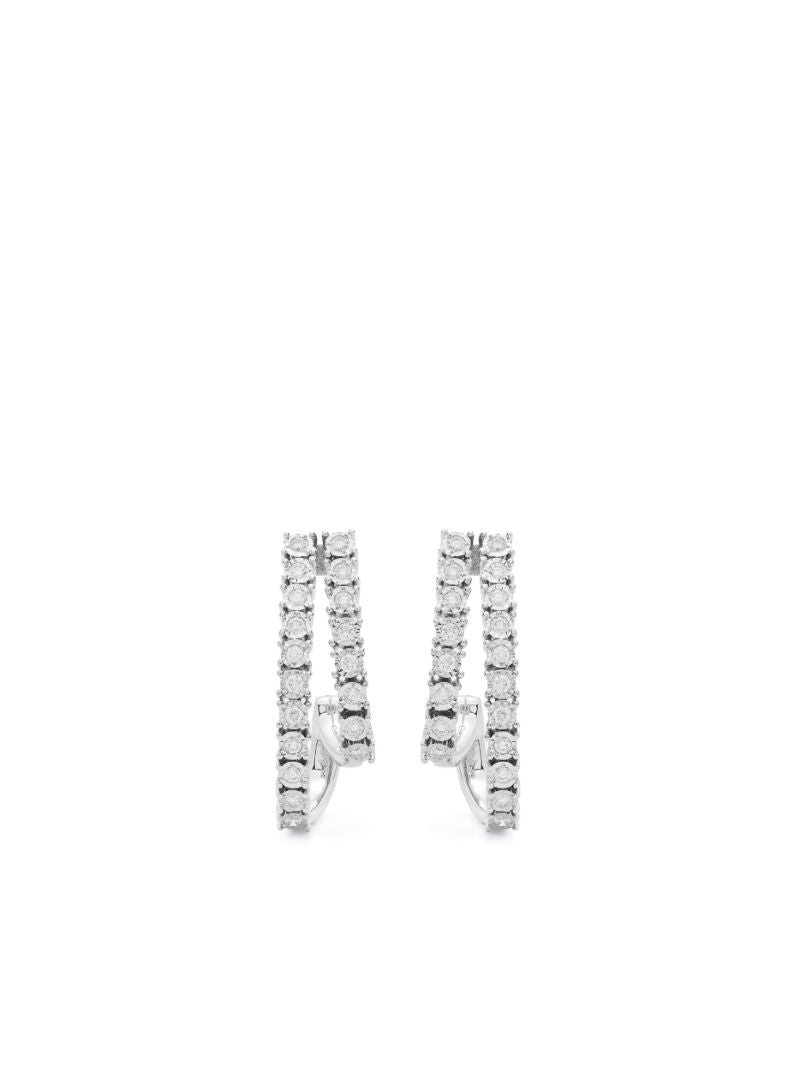 14k White Gold Diamond Ava Bea Single Hoop Earring