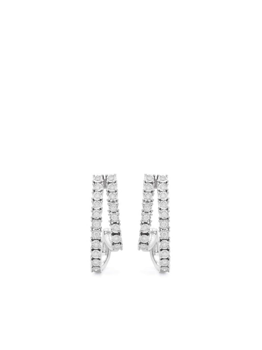 14k White Gold Diamond Ava Bea Single Hoop Earring
