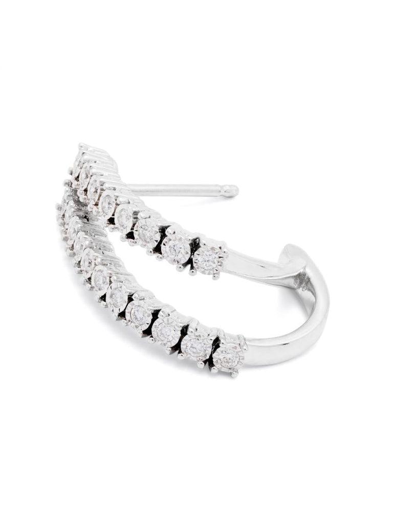 14k White Gold Diamond Ava Bea Single Hoop Earring