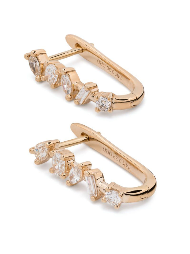 14k Gold Alexa Jordyn Diamond Hoop Earrings