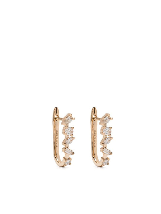 14k Gold Alexa Jordyn Diamond Hoop Earrings