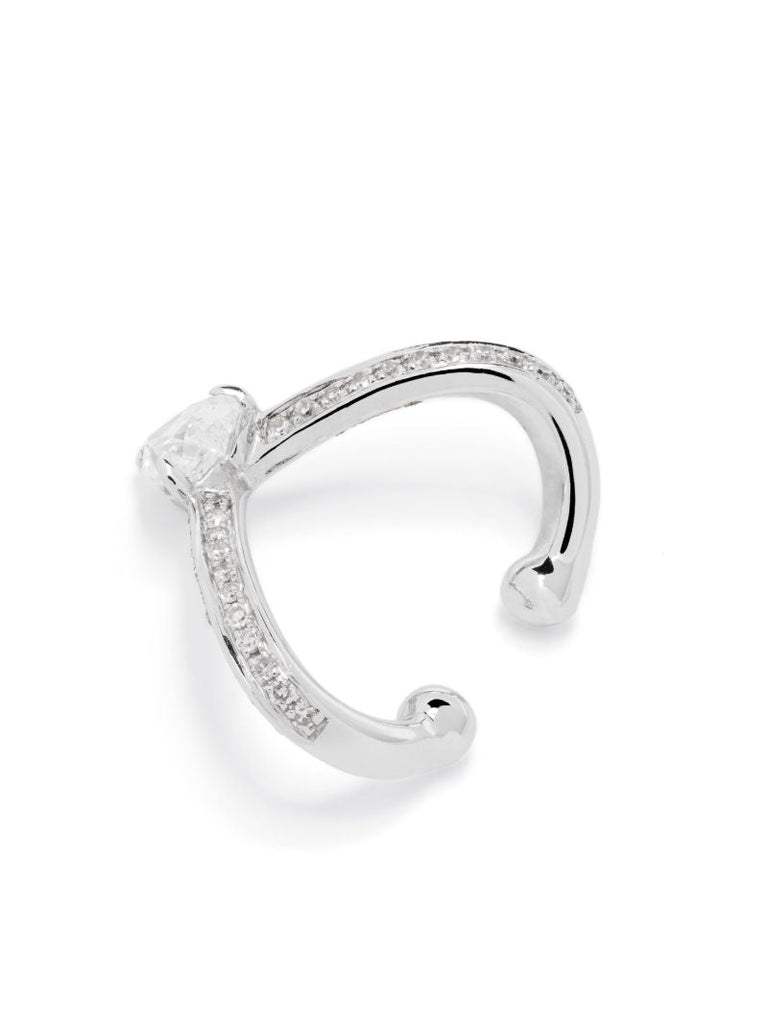 18k White Gold Heart Chevron Diamond Ear Cuff