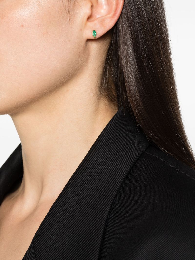 18k Yellow Gold Halo Emerald and Diamond Stud Earrings