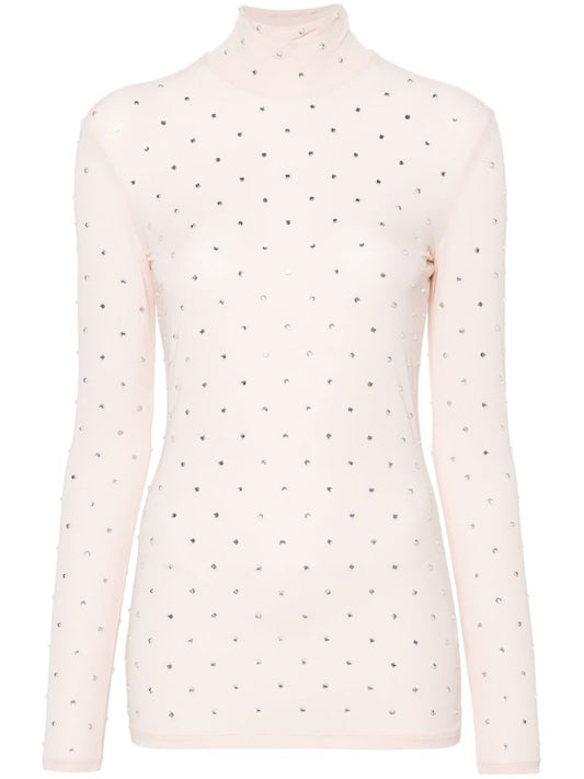 Neutral Crystal-embellished Top