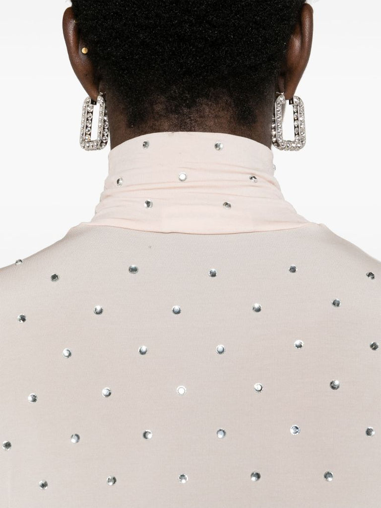Neutral Crystal-embellished Top