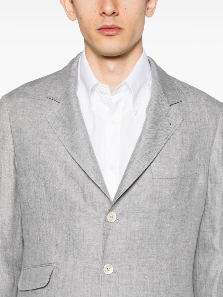Grey Single-breasted Linen Suit