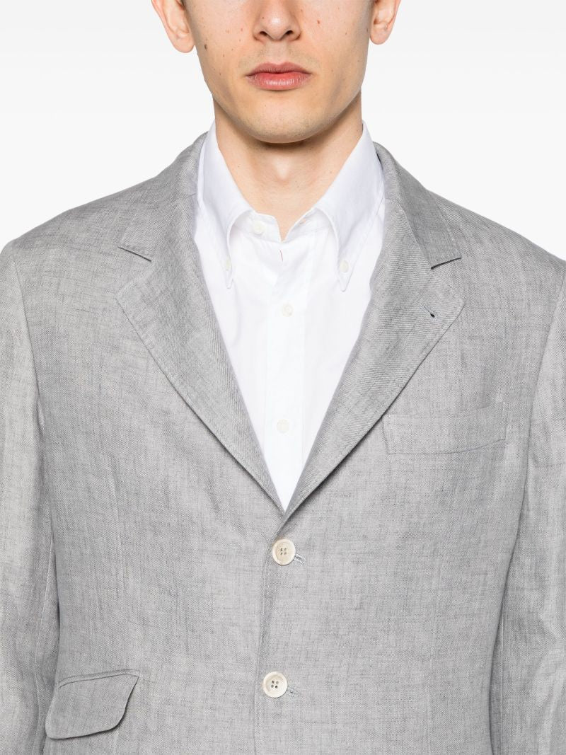 Grey Single-breasted Linen Suit