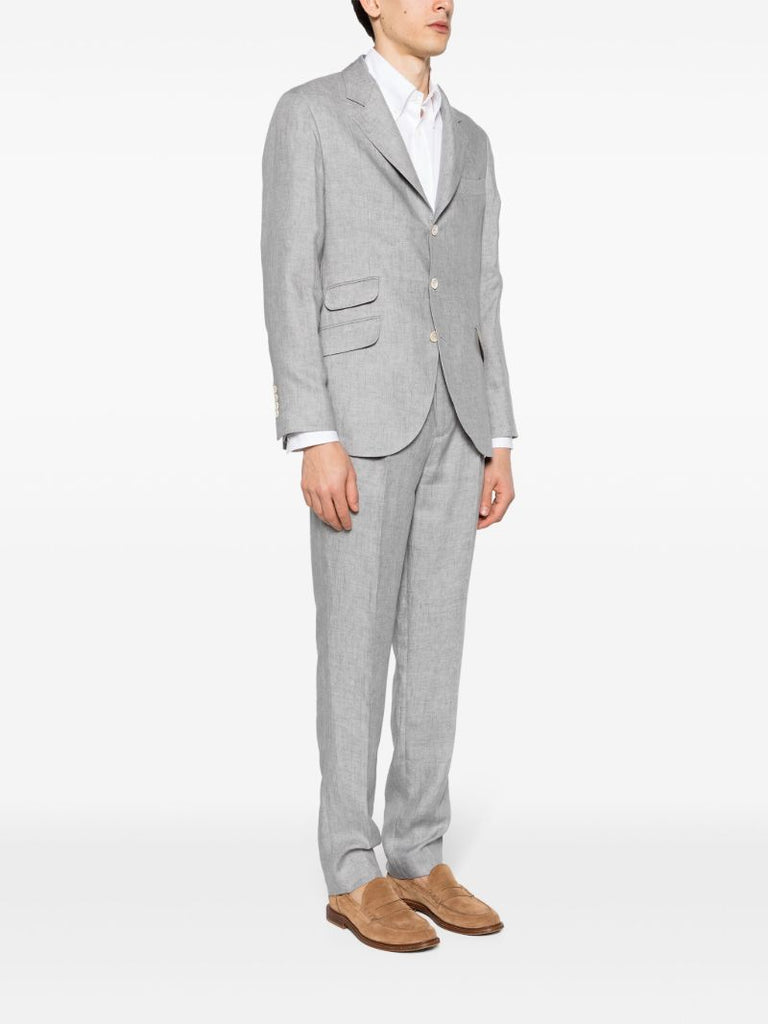 Grey Single-breasted Linen Suit
