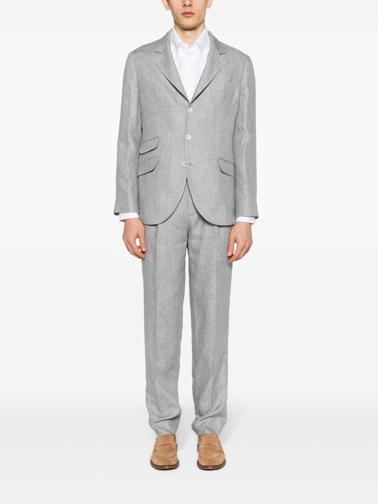 Grey Single-breasted Linen Suit