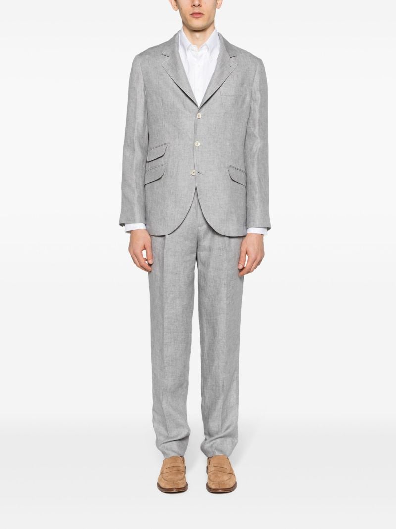 Grey Single-breasted Linen Suit