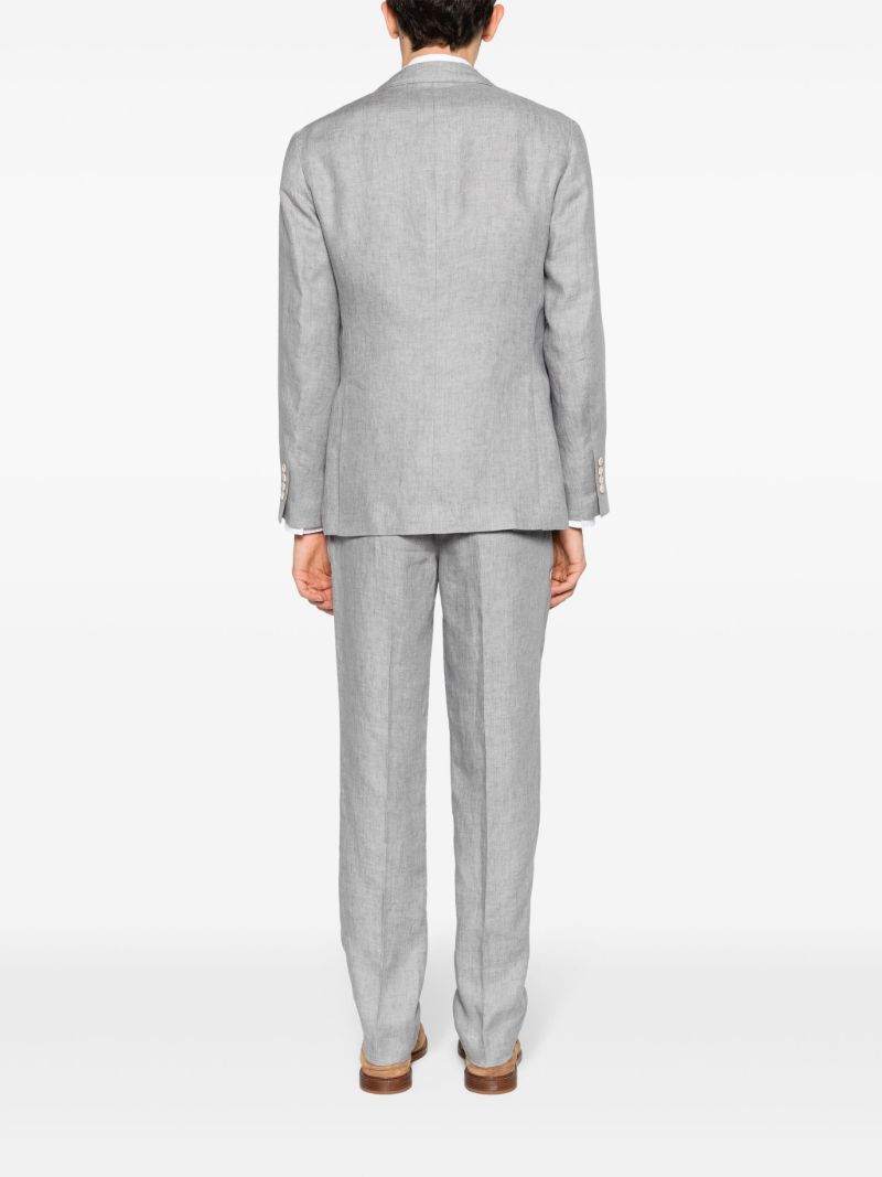 Grey Single-breasted Linen Suit