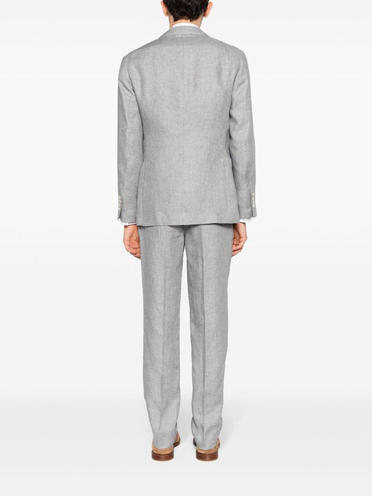 Grey Single-breasted Linen Suit