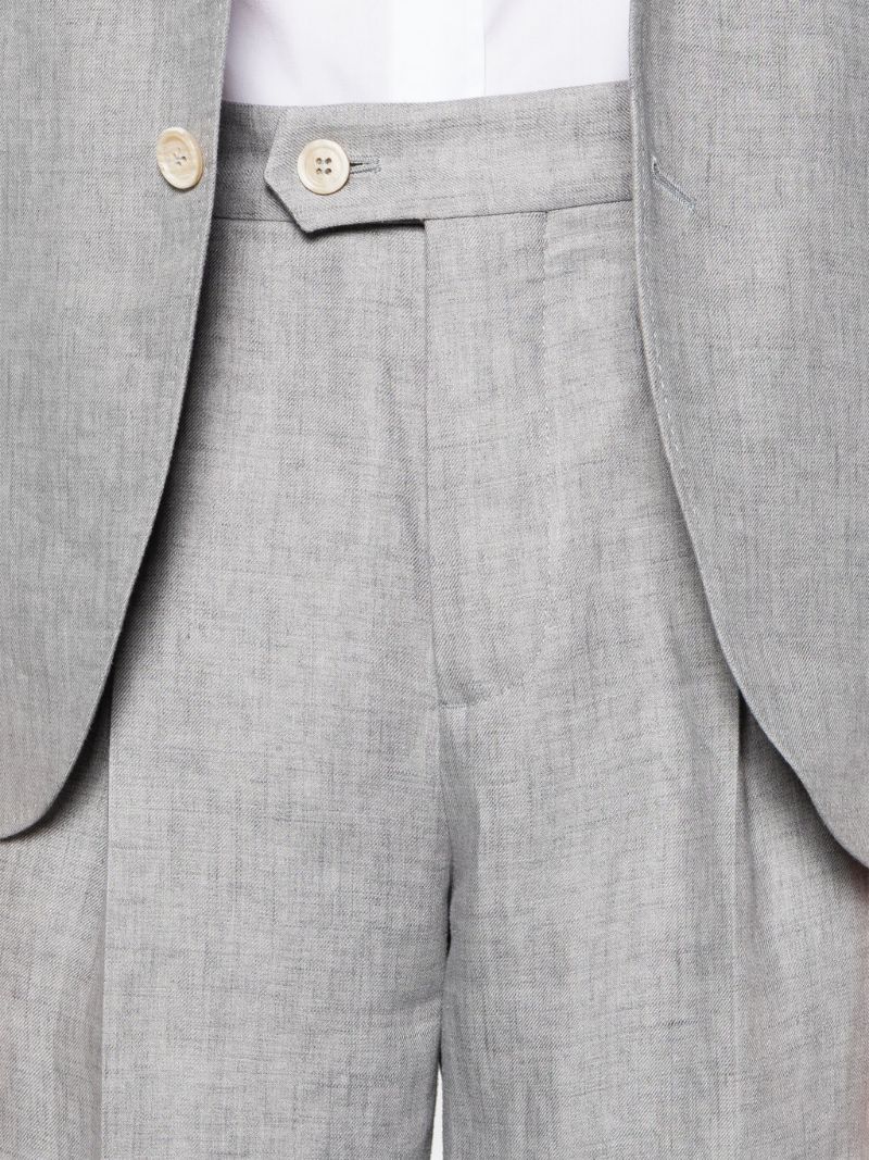 Grey Single-breasted Linen Suit
