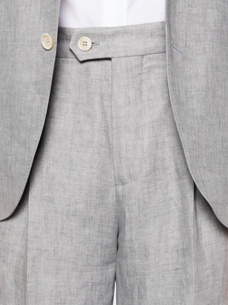 Grey Single-breasted Linen Suit