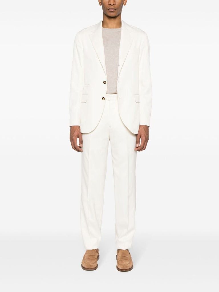 White Single-breasted Silk Suit