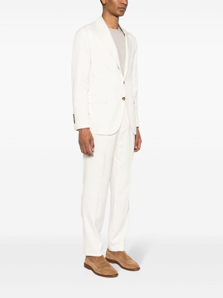 White Single-breasted Silk Suit
