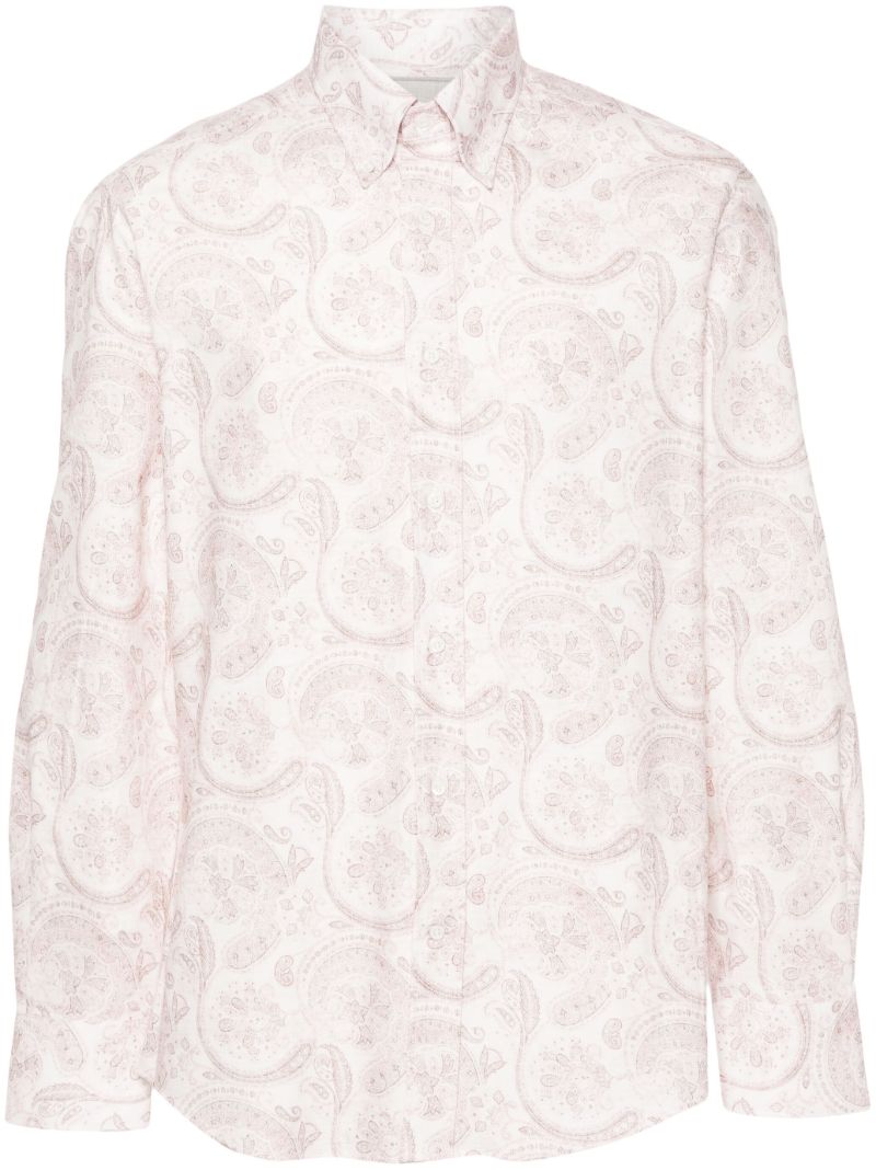 Pink Paisley-print Cotton Shirt