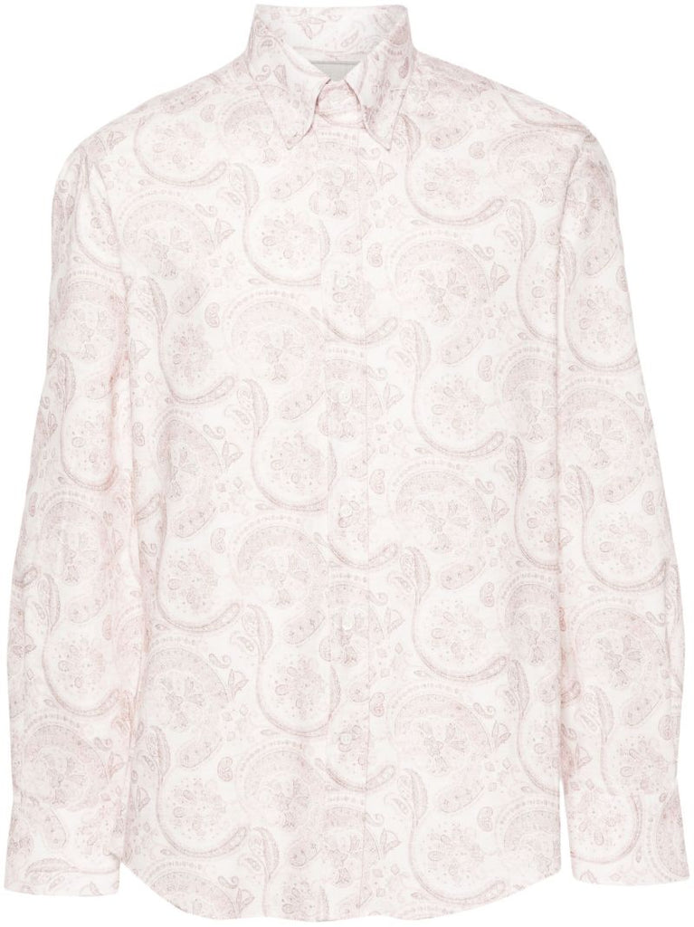 Pink Paisley-print Cotton Shirt