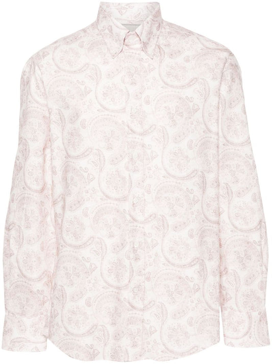 Pink Paisley-print Cotton Shirt