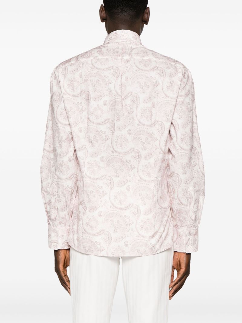 Pink Paisley-print Cotton Shirt